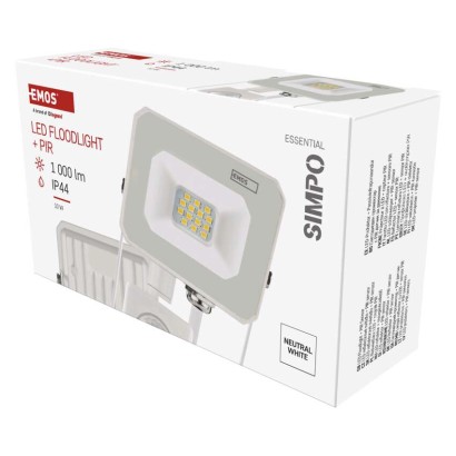 EMOS LED reflektor SIMPO, 10W, PIR, neutrální bílá