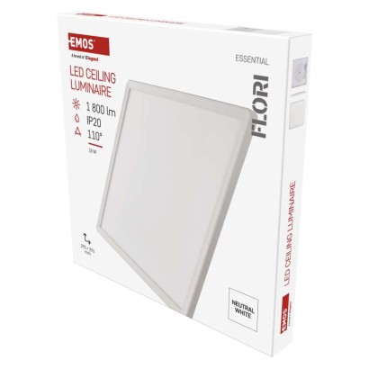 EMOS LED přisazené svítidlo FLORI čtvercové, bílé, 18W, neutrální bílá