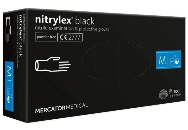 Einmalhandschuhe aus Nitril Mercator Medical Nitrylex Schwarz 100 Stück - Größe. M