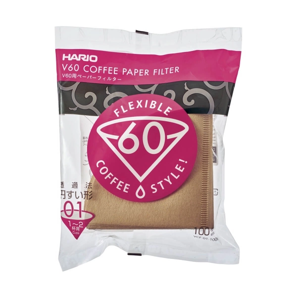 Papierfilter für Hario V60-01 - 100 Stück - ungebleicht