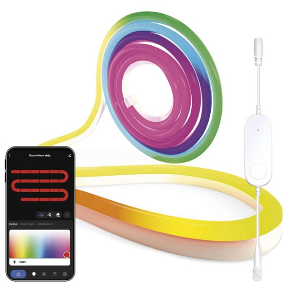 EMOS GoSmart ohebný LED pásek NEON bílý, 3 m, 23 W, RGBIC stmívatelný, WiFi