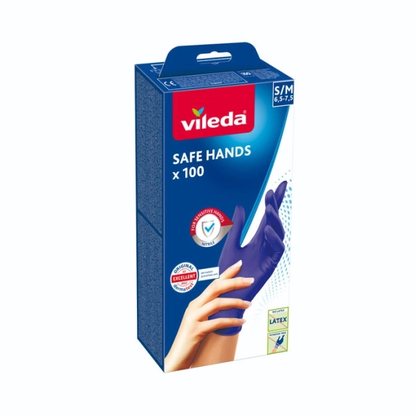 VILEDA Safe Hands Handschuhe, 100 Stück - Größe 2,5 mm S/M
