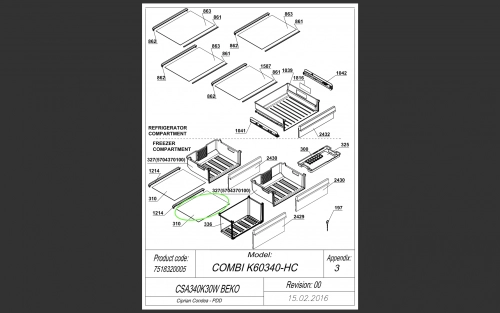 Beko Glas-Gefrierfachboden 4657042500