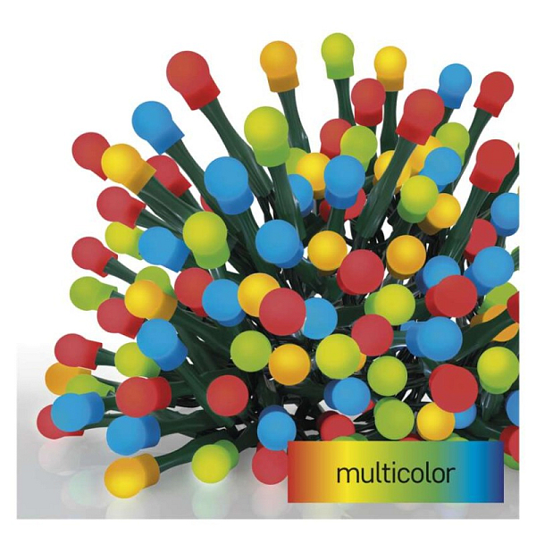 EMOS LED vánoční cherry řetěz – kuličky, 20 m, venkovní i vnitřní, multicolor, programy,časovač