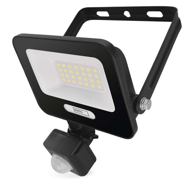 EMOS LED reflektor GLARO s pohybovým čidlem, 20 W, černý, IP54, 2000 lm, neutrální bílá