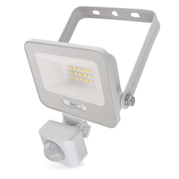 EMOS LED reflektor GLARO s pohybovým čidlem, 10 W, bílý, IP54, 1000 lm, neutrální bílá
