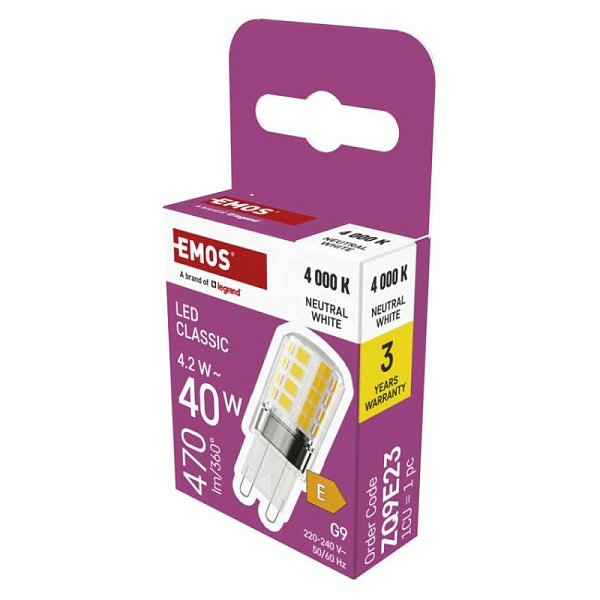 EMOS LED-Lampe Classic JC / G9 / 4,2 W (40 W) / 470 lm / neutralweiß