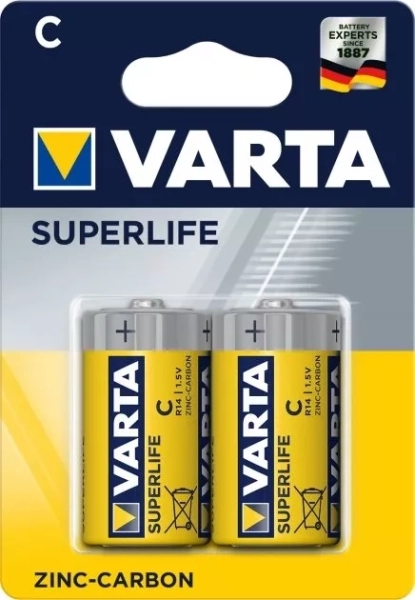 Zink-Kohle-Batterie Varta Superlife C, R14 2 Stück