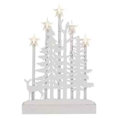 EMOS LED Holzdekoration - Wald mit Sternen, 35,5 cm, 2x AA, innen, warmweiß, Timer