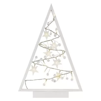 EMOS LED dekorace – svítící stromeček s ozdobami, 40 cm, 2x AA, vnitřní, teplá bílá, časovač