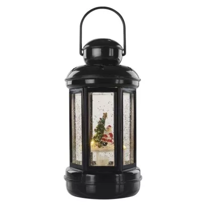 EMOS LED Dekoration - Weihnachtslaterne mit Weihnachtsmann, 20 cm, 3x AAA, innen, warmweiß, Timer