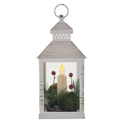 EMOS LED Dekoration - Weihnachtslaterne mit Kerze, 23 cm, 3x AAA, innen, vintage