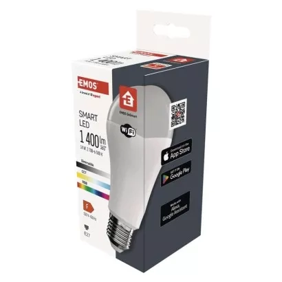 EMOS Chytrá LED žárovka GoSmart A65 / E27 / 14 W (94 W) / 1 400 lm / RGB / stmívatelná / WiFi