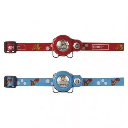 EMOS Kinder-LED-Stirnlampe Dino, 2× CR2032, blau