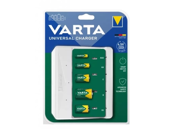 Varta Universal-Ladegerät, ohne Batterien, AA/AAA/C/D/9V 57658