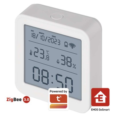 EMOS GoSmart Digitales Thermometer mit Hygrometer, Funksensor, Datum, ZigBee EGS0101